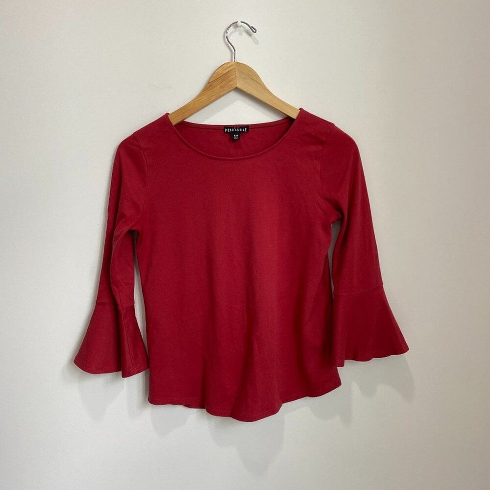 J. Crew Mercantile Red Bell Sleeve Top Size XXS